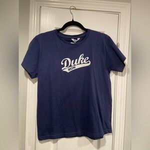 NWT Cotton Exchange Size L Duke Mom Navy Blue Graphic Print Tee Shirt